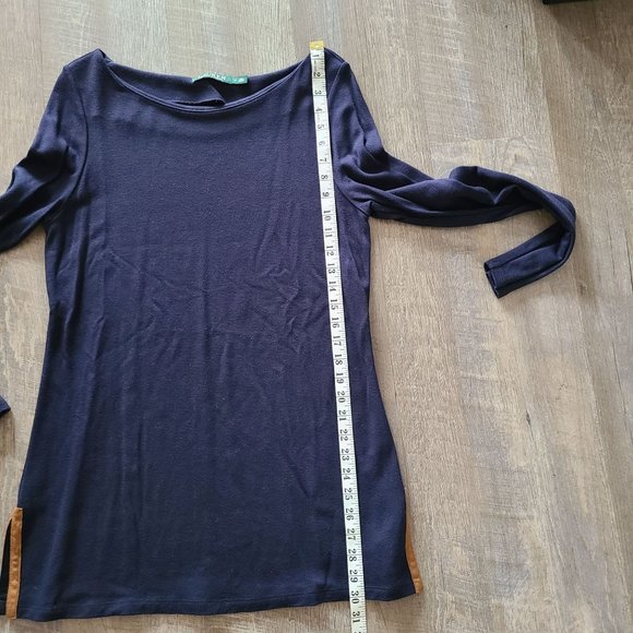 Lauren Ralph Lauren Navy Boatneck Wool Blend Tunic Top Women's Size M - Picture 8 of 8